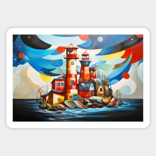 Lighthouse Concept Abstract Colorful Scenery Painting Sticker